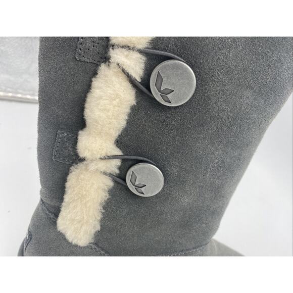Koolaburra By Ugg Gray Suede Short Faux Fur Button Boots Women's sz 5 - Picture 6 of 13